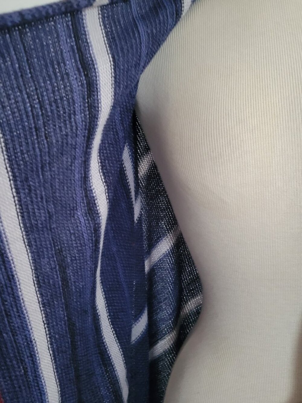 Modena Blue & Red Striped Knit Shawl Poncho | One Size | NWOT - Picture 10 of 16